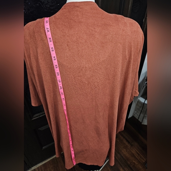 Forever 21 Soft Suede like Blend Cardigan Sleeveless Rust Orange/brown XL. fall - Picture 3 of 5